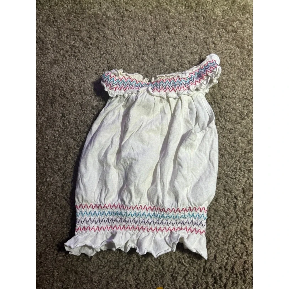 The Childrens Place Girls White Smocked Off Shoulder Bubble Top 9-12 Months Boho